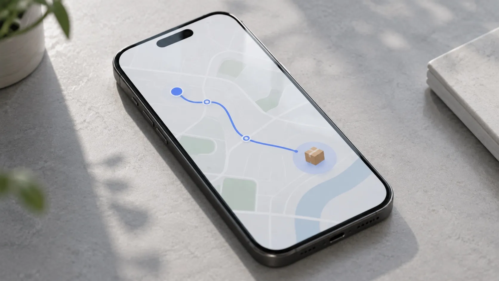 A smartphone showing a parcel-tracking screen